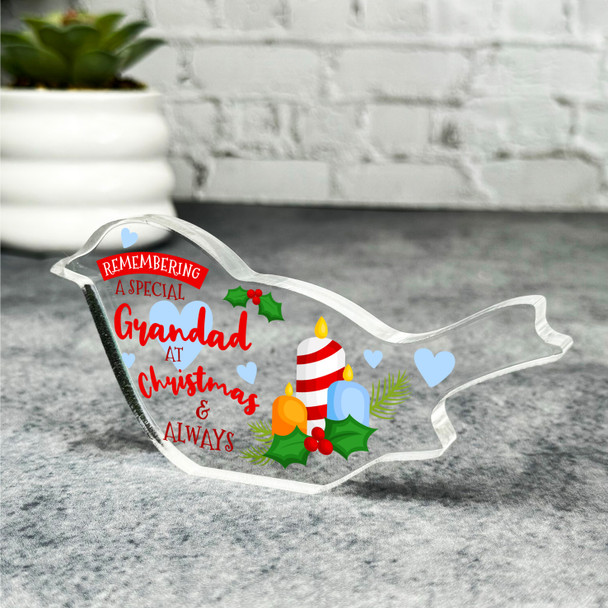 Remembering Special Grandad Candle Christmas Memorial Gift Robin Keepsake Plaque