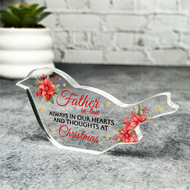 Father- In-Law Red Remembrance Christmas Memorial Gift Robin Keepsake Plaque