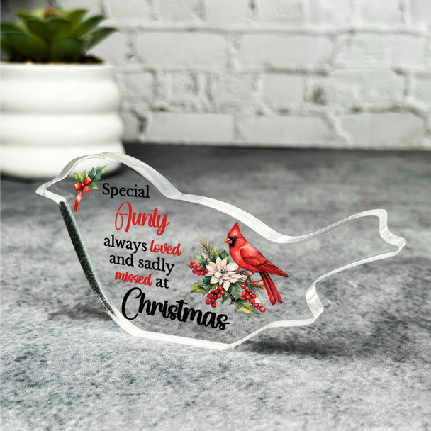 Aunty Red Cardinal Bird Christmas Memorial Gift Robin Keepsake Plaque