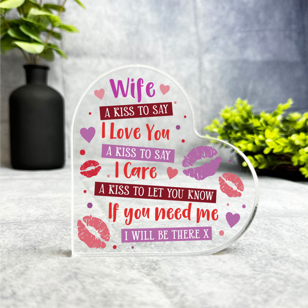 Gift For Wife A Kiss To Say I Love You Romantic Red Lips Heart Keepsake Plaque