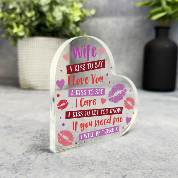 Gift For Wife A Kiss To Say I Love You Romantic Red Lips Heart Keepsake Plaque