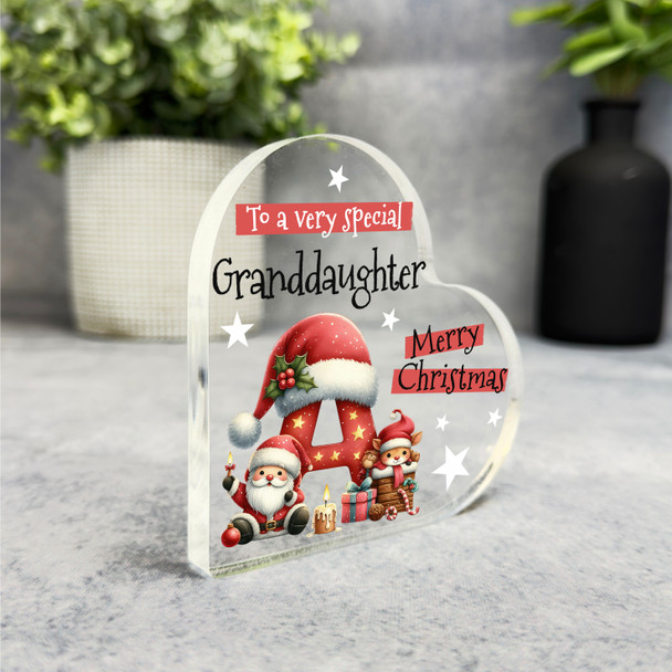 Gift For Special Granddaughter Christmas Alphabet Letter A Heart Keepsake Plaque