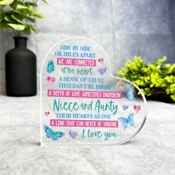 Gift For Niece And Aunty Connected At Heart Butterfly Side Heart Keepsake Plaque