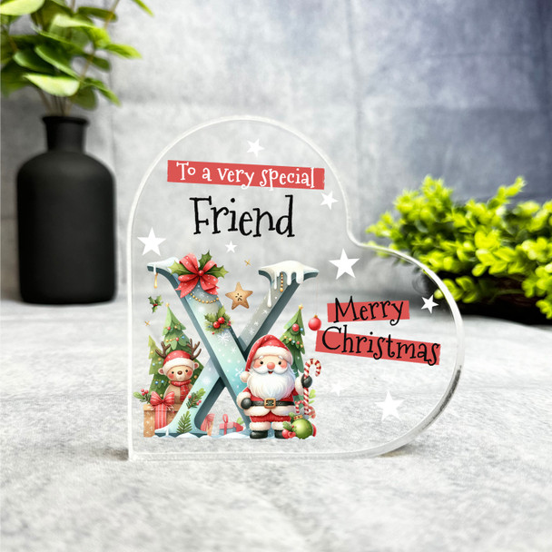 Gift For Special Friend Christmas Alphabet Letter X Side Heart Keepsake Plaque