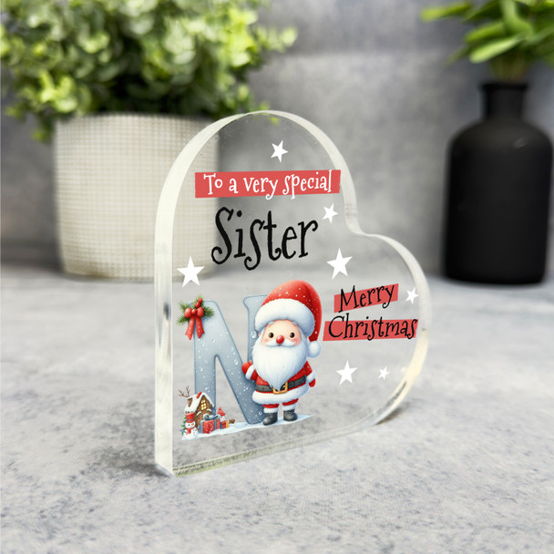 Gift For Special Sister Christmas Alphabet Letter N Side Heart Keepsake Plaque