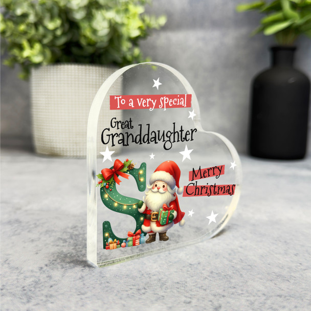 Gift For Special Great Granddaughter Christmas Letter S Heart Keepsake Plaque