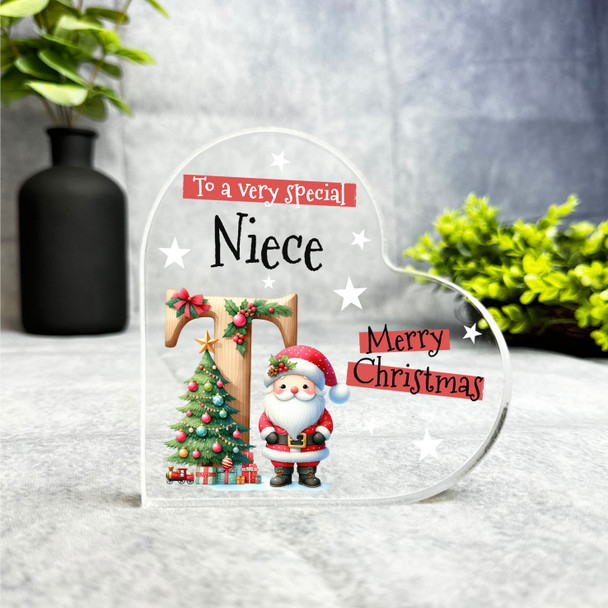 Gift For Special Niece Christmas Alphabet Letter T Side Heart Keepsake Plaque