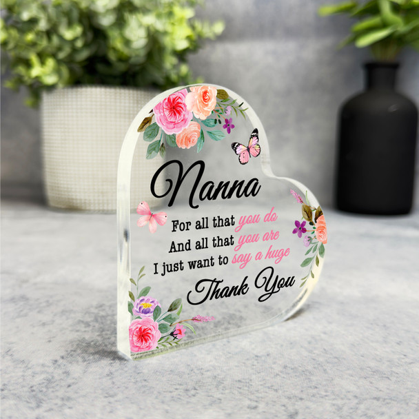 Gift For Nanna Thank You Floral Butterflies Side Heart Keepsake Plaque