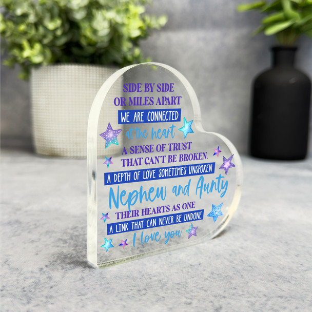Gift For Nephew And Aunty Connected At Heart Blue Star Heart Keepsake Plaque