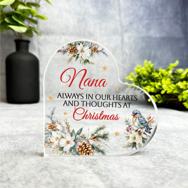 Nana Floral Remembrance Christmas Memorial Gift Side Heart Keepsake Plaque
