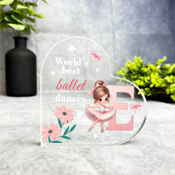 Gift For Ballet Dancer Name Initial E Side Heart Keepsake Plaque Ornament