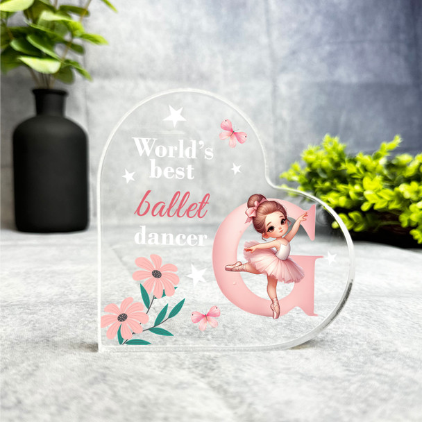 Gift For Ballet Dancer Name Initial G Side Heart Keepsake Plaque Ornament