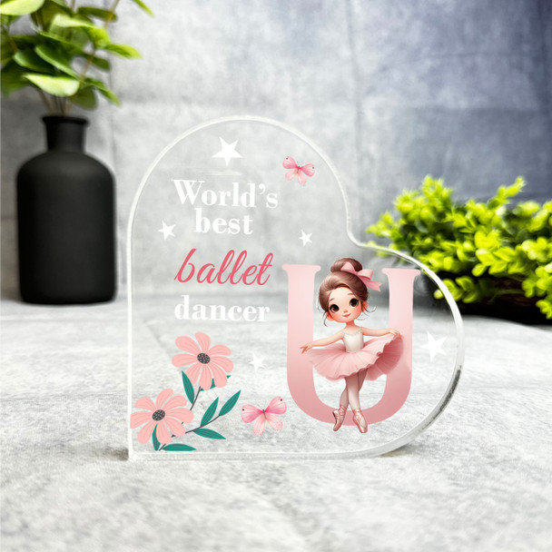 Gift For Ballet Dancer Name Initial U Side Heart Keepsake Plaque Ornament