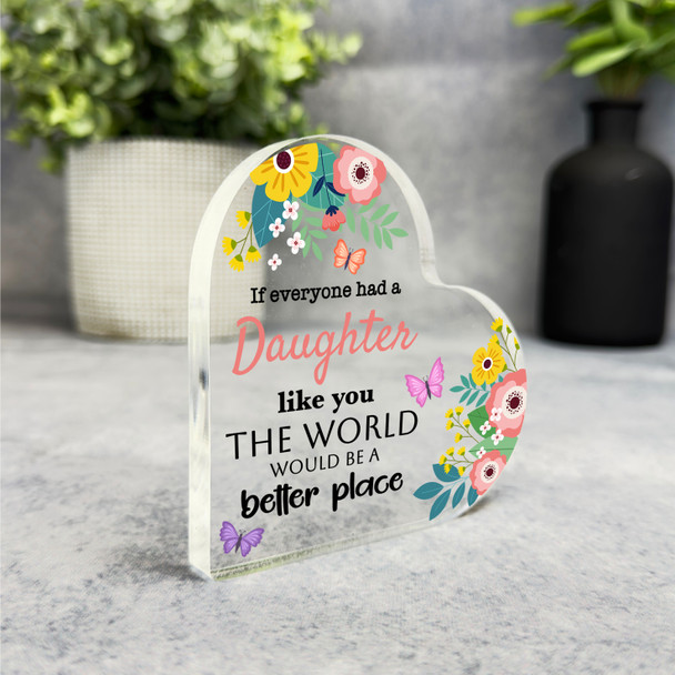 Gift For Daughter Colourful Floral Butterflies Side Heart Keepsake Plaque