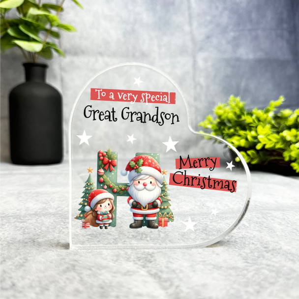 Gift For Special Great Grandson Christmas Letter H Heart Keepsake Plaque