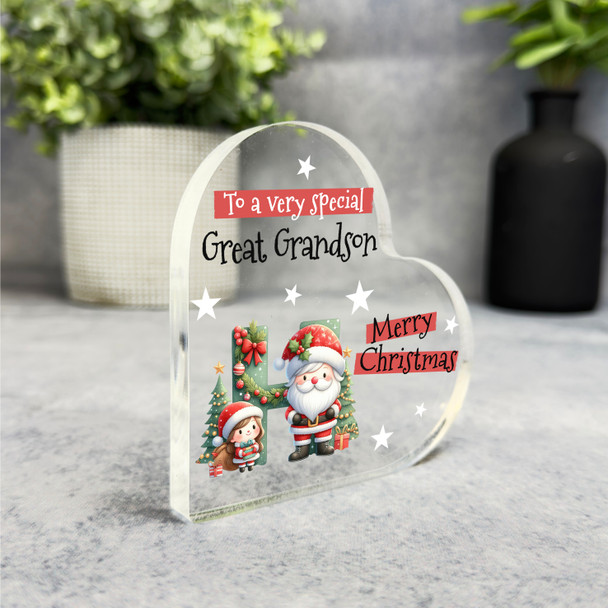 Gift For Special Great Grandson Christmas Letter H Heart Keepsake Plaque