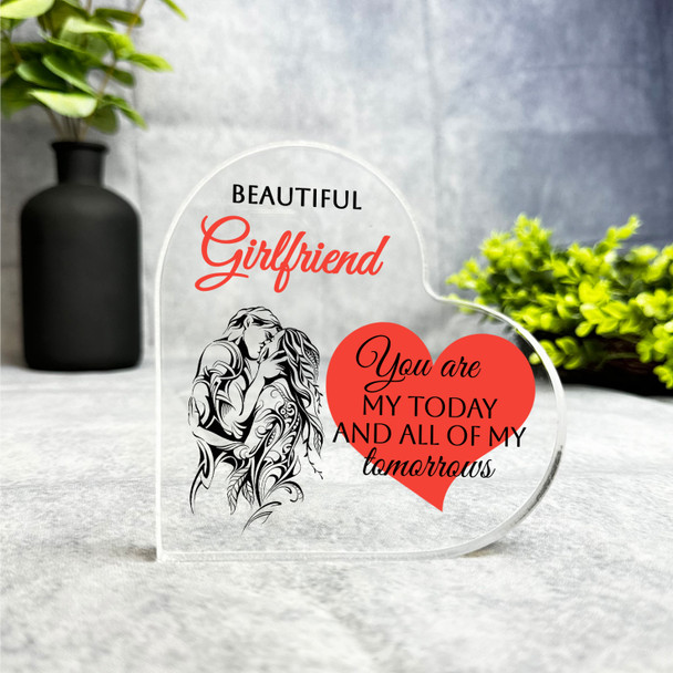 Gift For Girlfriend Red Heart Kissing Couple Romantic Side Heart Keepsake Plaque