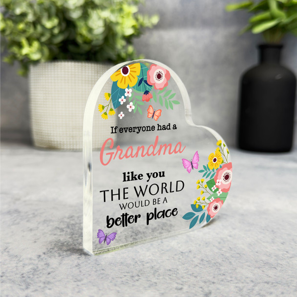 Gift For Grandma Colourful Floral Butterflies Side Heart Keepsake Plaque Present