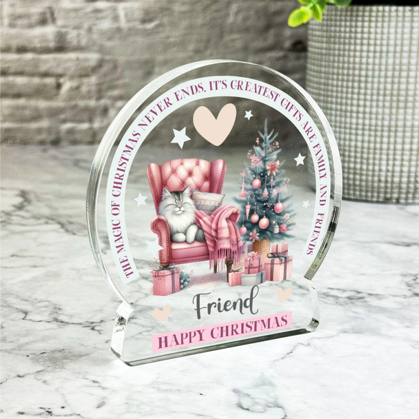 Gift For Friend Cat Christmas Tree Magic Of Christmas Snowglobe Keepsake Plaque