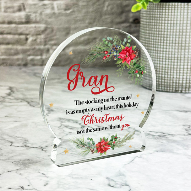 Gran Floral Remembrance Christmas Memorial Gift Snowglobe Keepsake Plaque Decor