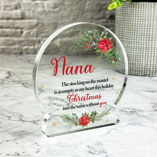 Nana Floral Remembrance Christmas Memorial Gift Snowglobe Keepsake Plaque Decor