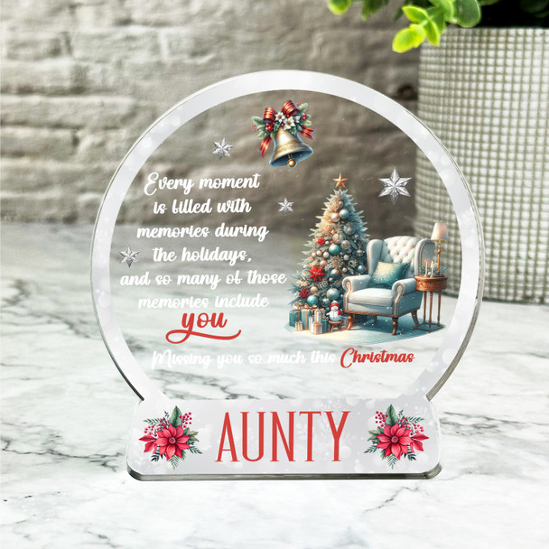 Aunty White Chair Remembrance Christmas Memorial Gift Snowglobe Keepsake Plaque