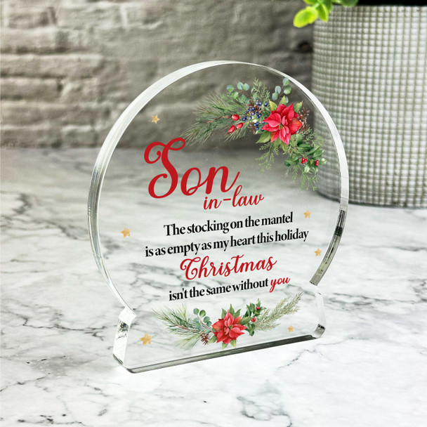 Son-In-Law Floral Remembrance Christmas Memorial Gift Snowglobe Keepsake Plaque