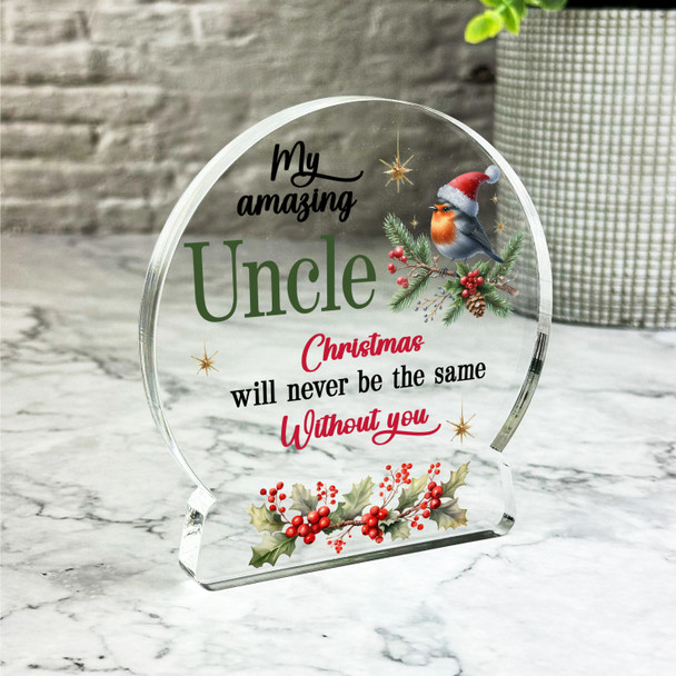 Uncle Winter Bird Remembrance Christmas Memorial Gift Snowglobe Keepsake Plaque
