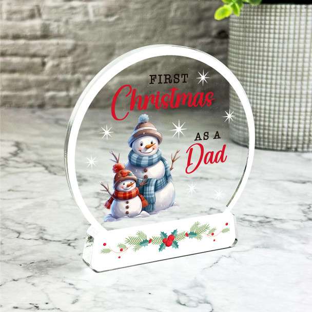 Gift For First Christmas As A Dad Snowman Snowglobe Keepsake Plaque Decoration
