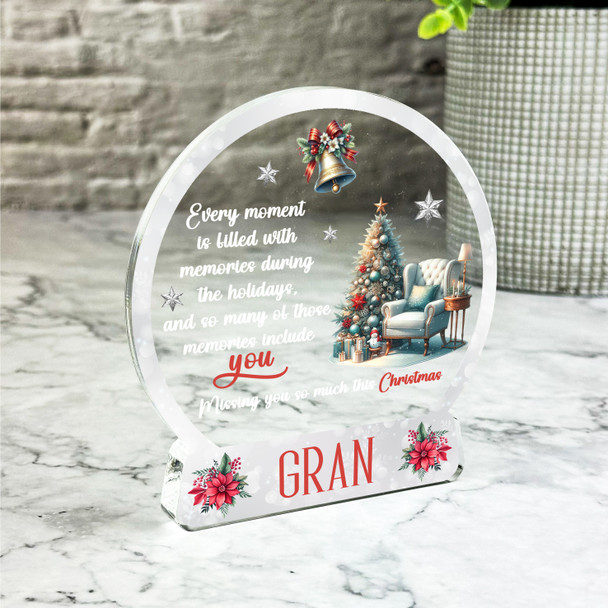 Gran White Chair Remembrance Christmas Memorial Gift Snowglobe Keepsake Plaque