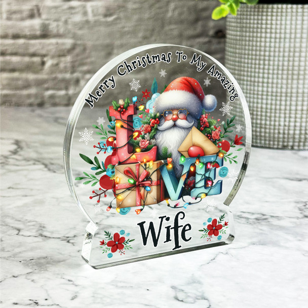Gift For Wife Love Santa Claus Christmas Snowglobe Keepsake Plaque Decoration