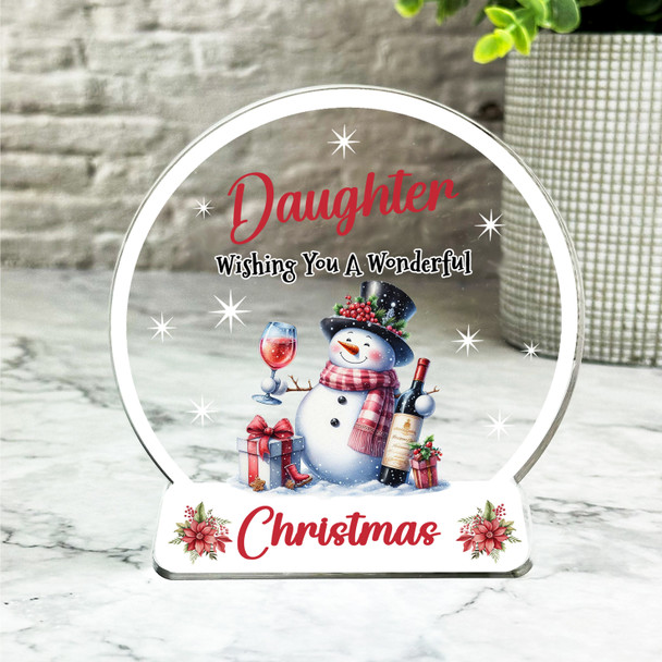 Gift For Daughter Christmas Snowman Wine Snowglobe Keepsake Plaque Decoration