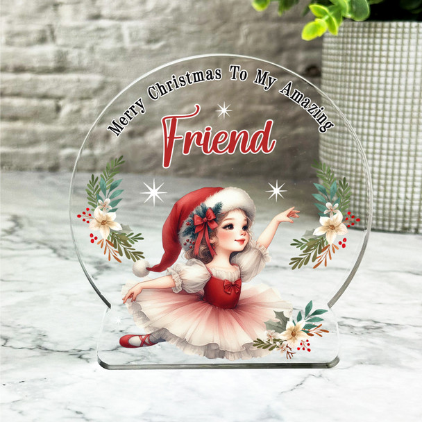 Gift For Friend Christmas Ballerina Girl Snowglobe Keepsake Plaque Decoration