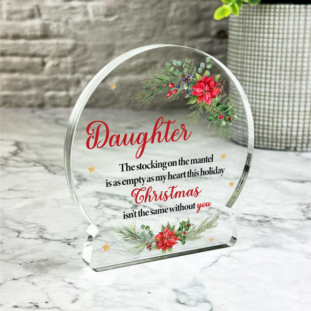 Daughter Floral Remembrance Christmas Memorial Gift Snowglobe Keepsake Plaque