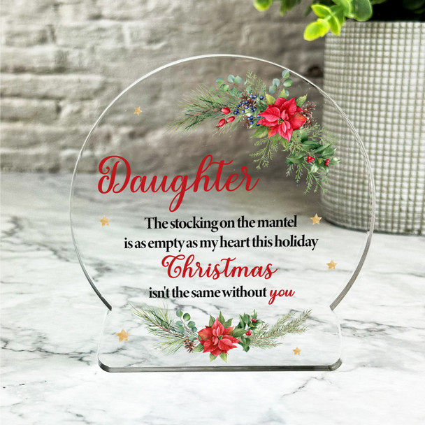 Daughter Floral Remembrance Christmas Memorial Gift Snowglobe Keepsake Plaque
