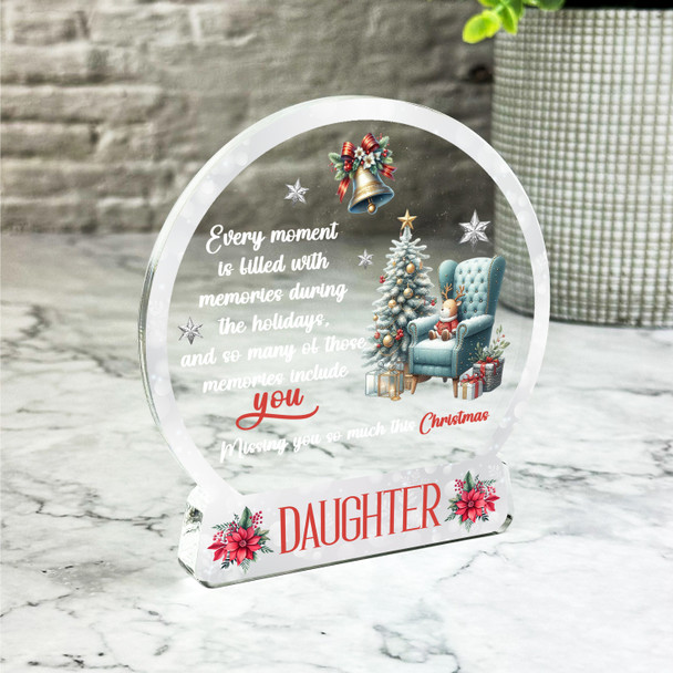 Daughter Reindeer Toy Chair Christmas Memorial Gift Snowglobe Keepsake Plaque