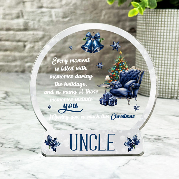 Uncle Navy Chair Tree Christmas Memorial Gift Snowglobe Keepsake Plaque