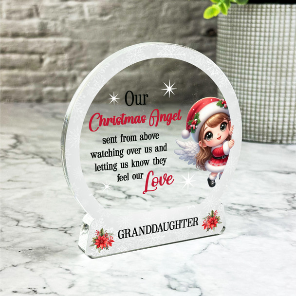 Granddaughter Little Angel Christmas Memorial Gift Snowglobe Keepsake Plaque