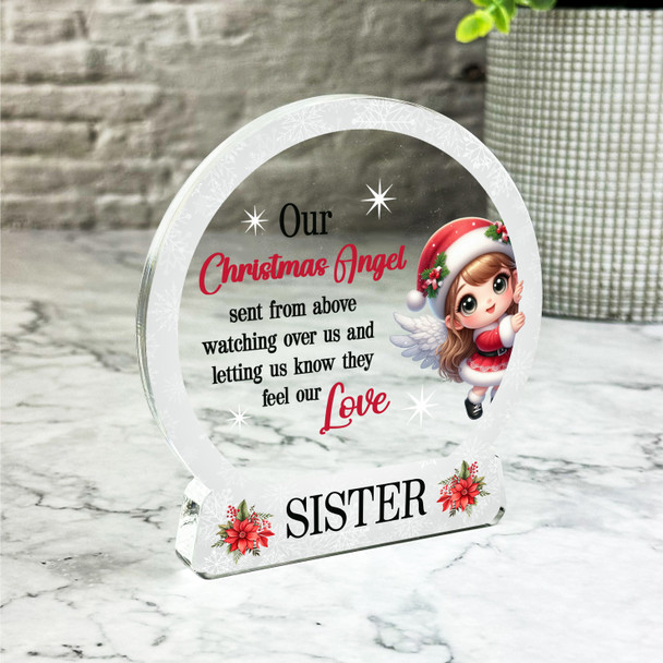 Sister Cute Little Angel Christmas Memorial Gift Snowglobe Keepsake Plaque
