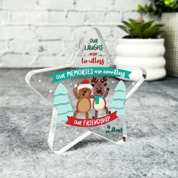 Gift For Friend Our Friendship Is Endless Christmas Star Award Keepsake Plaque