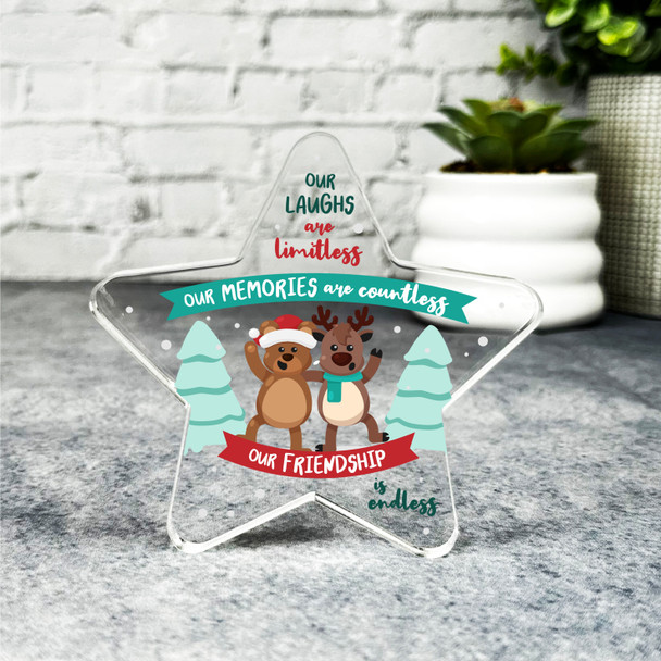 Gift For Friend Our Friendship Is Endless Christmas Star Award Keepsake Plaque