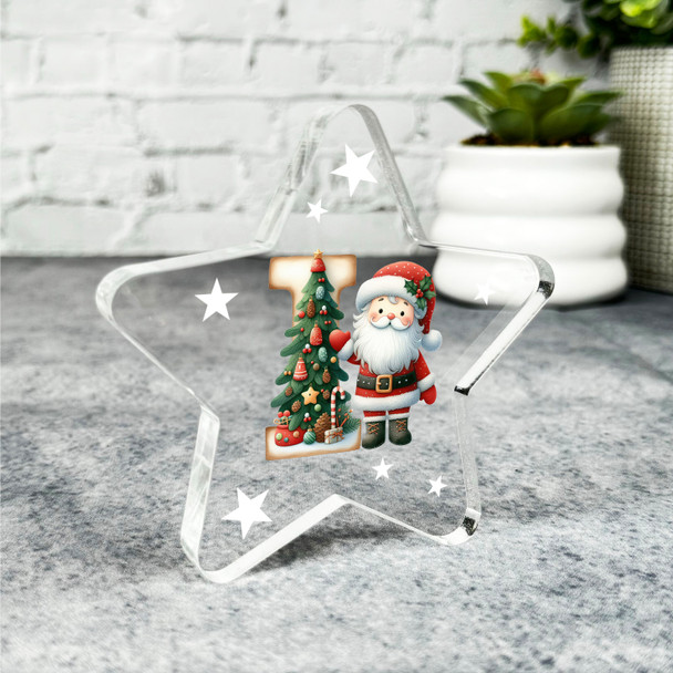 Gift For Christmas Alphabet Letter I Star Award Keepsake Plaque Decoration