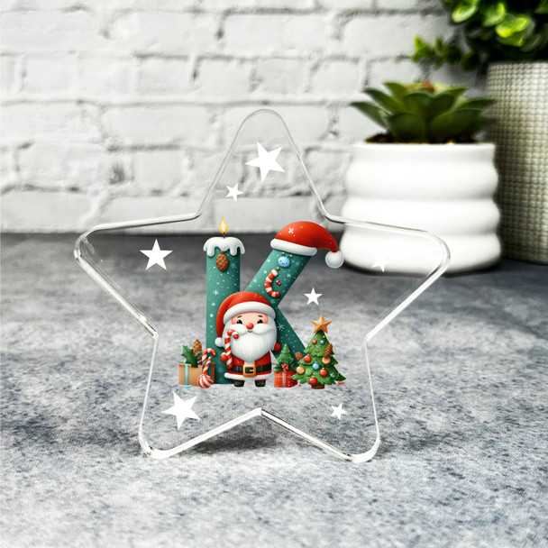 Gift For Christmas Alphabet Letter K Star Award Keepsake Plaque Decoration