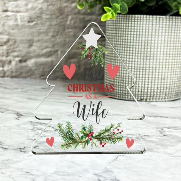Gift For Wife First Christmas Holly Xmas Tree Keepsake Plaque Decoration Present