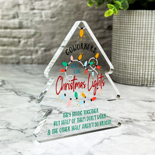 Christmas Lights Secret Santa Coworker Gift Xmas Tree Keepsake Plaque Decoration