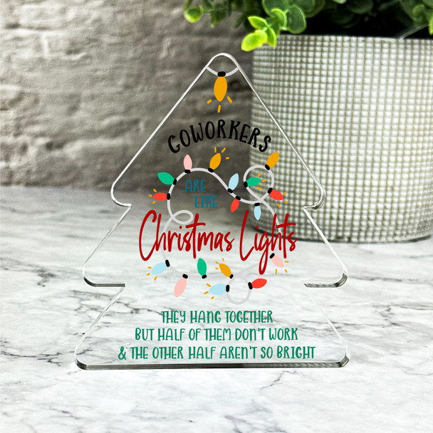 Christmas Lights Secret Santa Coworker Gift Xmas Tree Keepsake Plaque Decoration