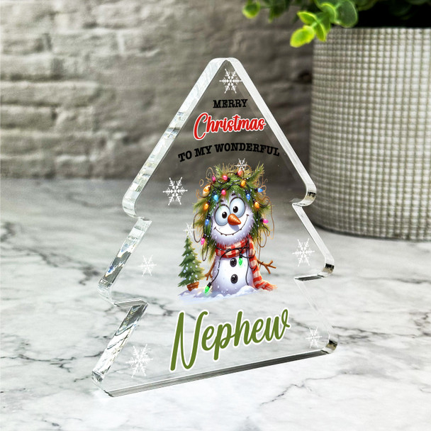 Nephew Christmas Crazy Snowman Gift Xmas Tree Keepsake Plaque Decoration Present