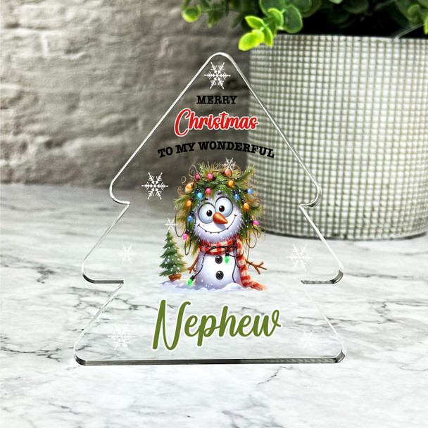 Nephew Christmas Crazy Snowman Gift Xmas Tree Keepsake Plaque Decoration Present