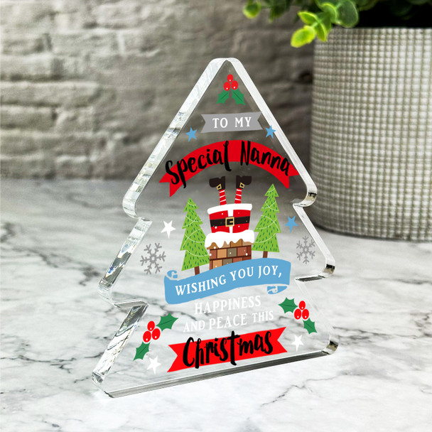 Gift For Nanna Santa Chimney Happiness & Peace Christmas Tree Keepsake Plaque