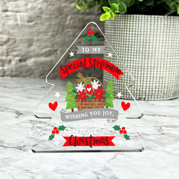 Gift For Stepmum Christmas Basket Happiness & Peace Xmas Tree Keepsake Plaque Gift For Stepmum Christmas Basket Happiness & Peace Xmas Tree Keepsake Plaque